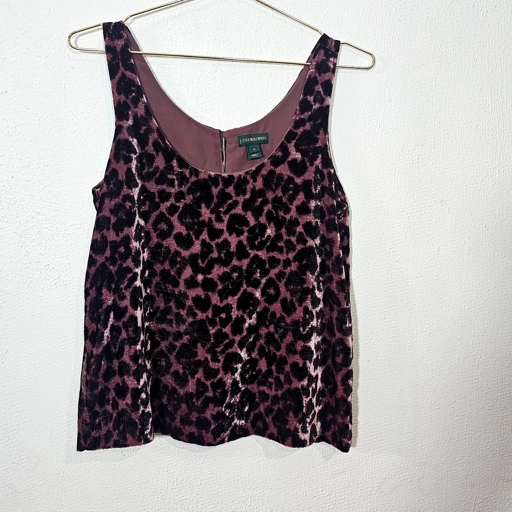 J. Crew Burgundy Leopard Velvet Tank Top